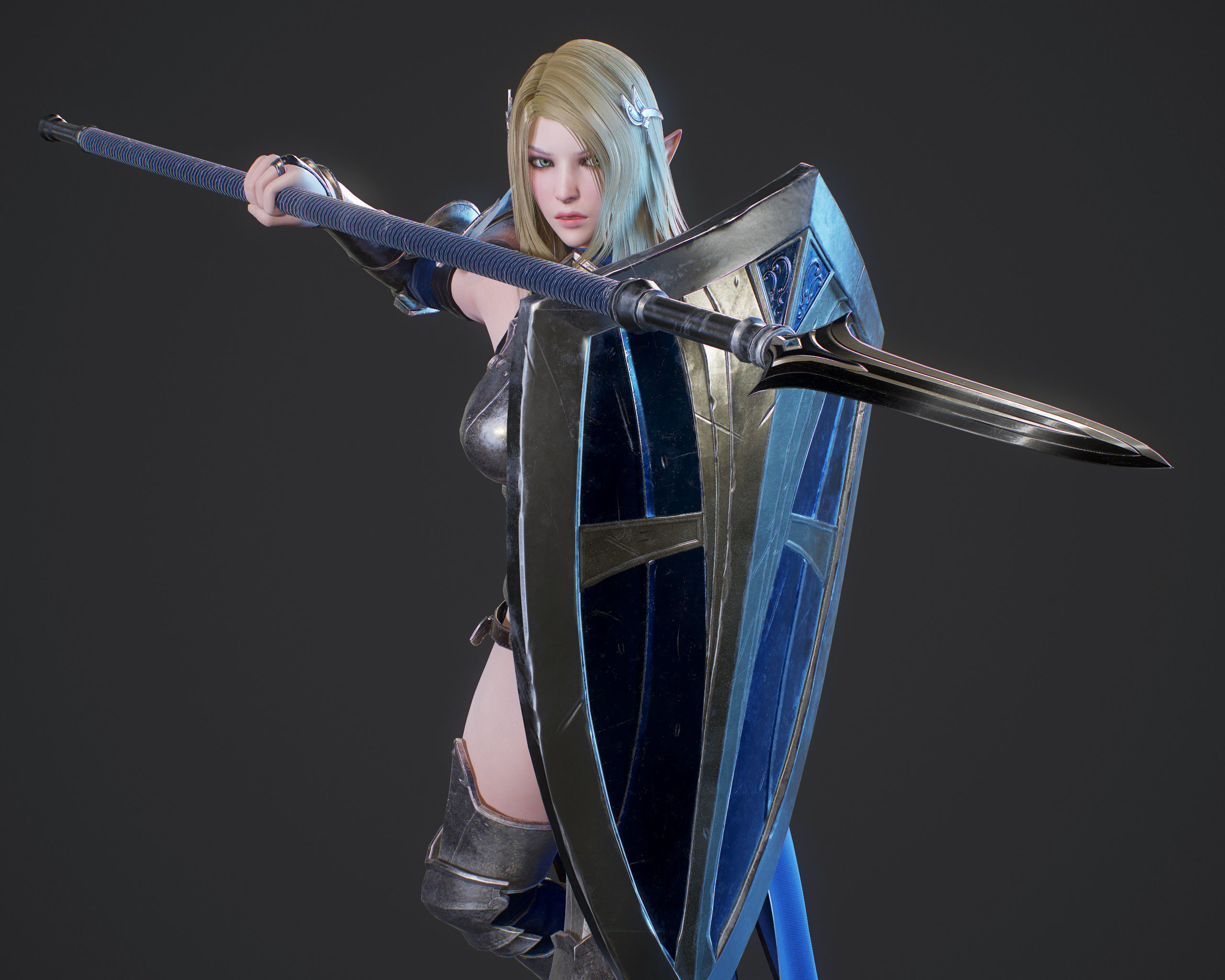 Elf Paladin - Game Ready Low-poly 3D model_19