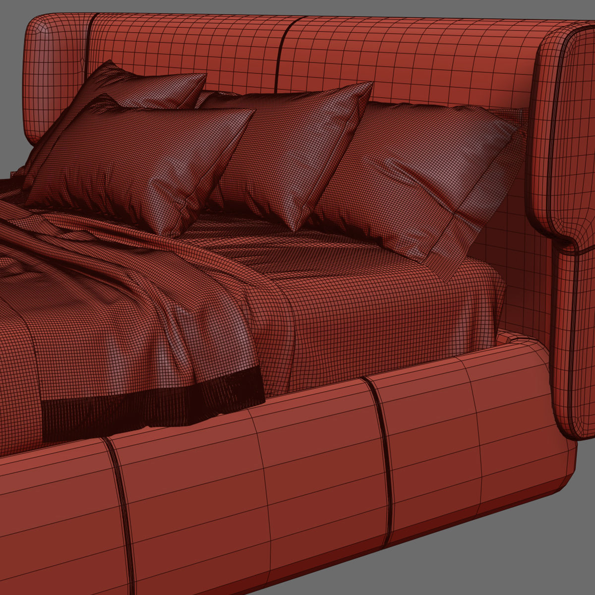 Beds collection 1 bed with two nightstands and lamp 3D model_45