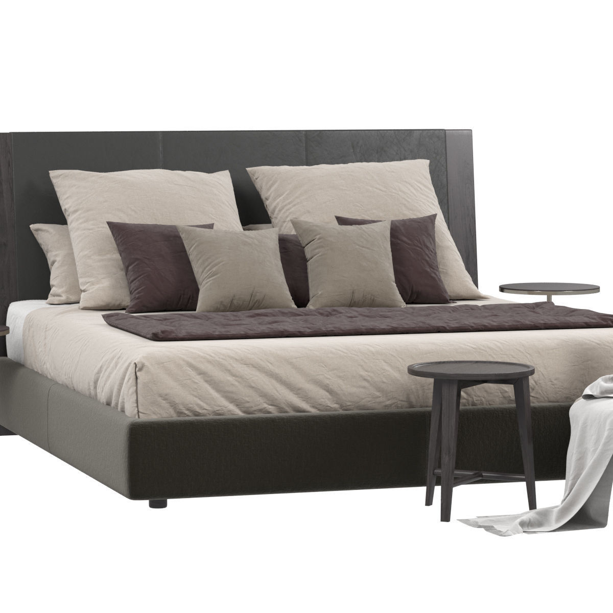 Beds collection 1 bed with two nightstands and lamp 3D model_26