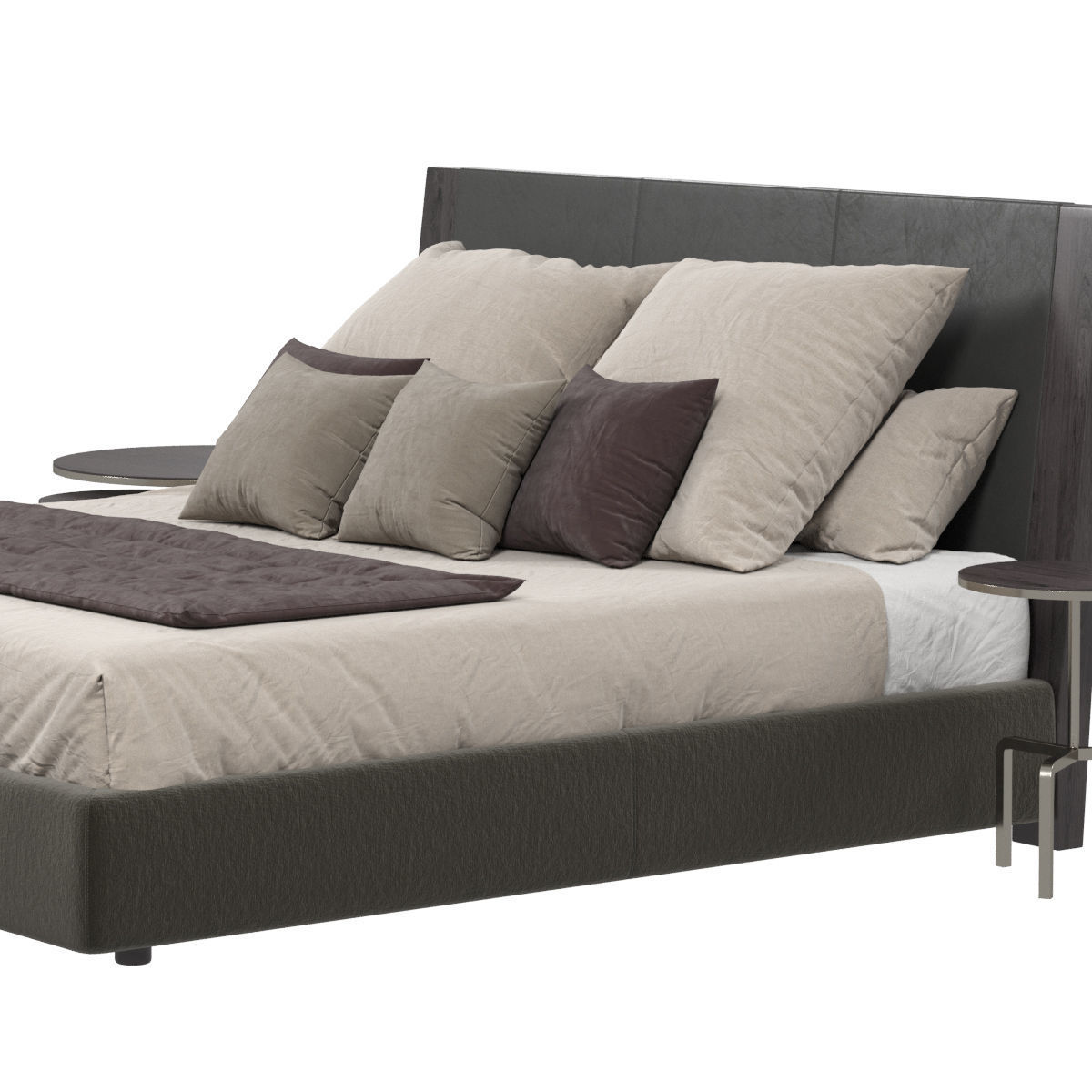 Beds collection 1 bed with two nightstands and lamp 3D model_39