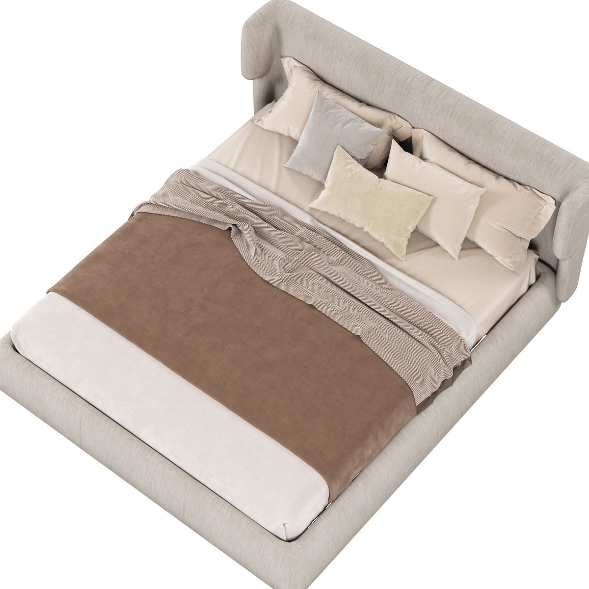 Beds collection 1 bed with two nightstands and lamp 3D model_13