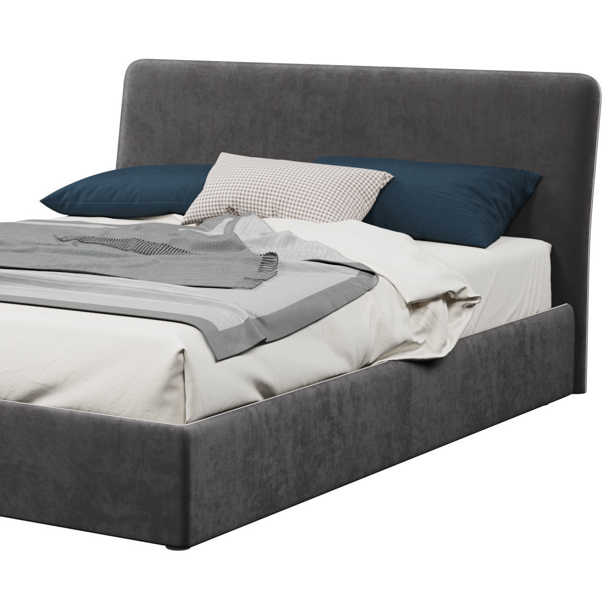 Beds collection 1 bed with two nightstands and lamp 3D model_12