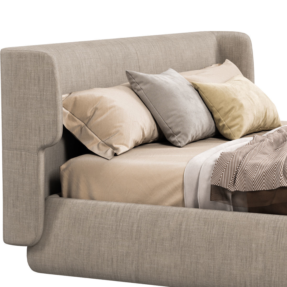 Beds collection 1 bed with two nightstands and lamp 3D model_22