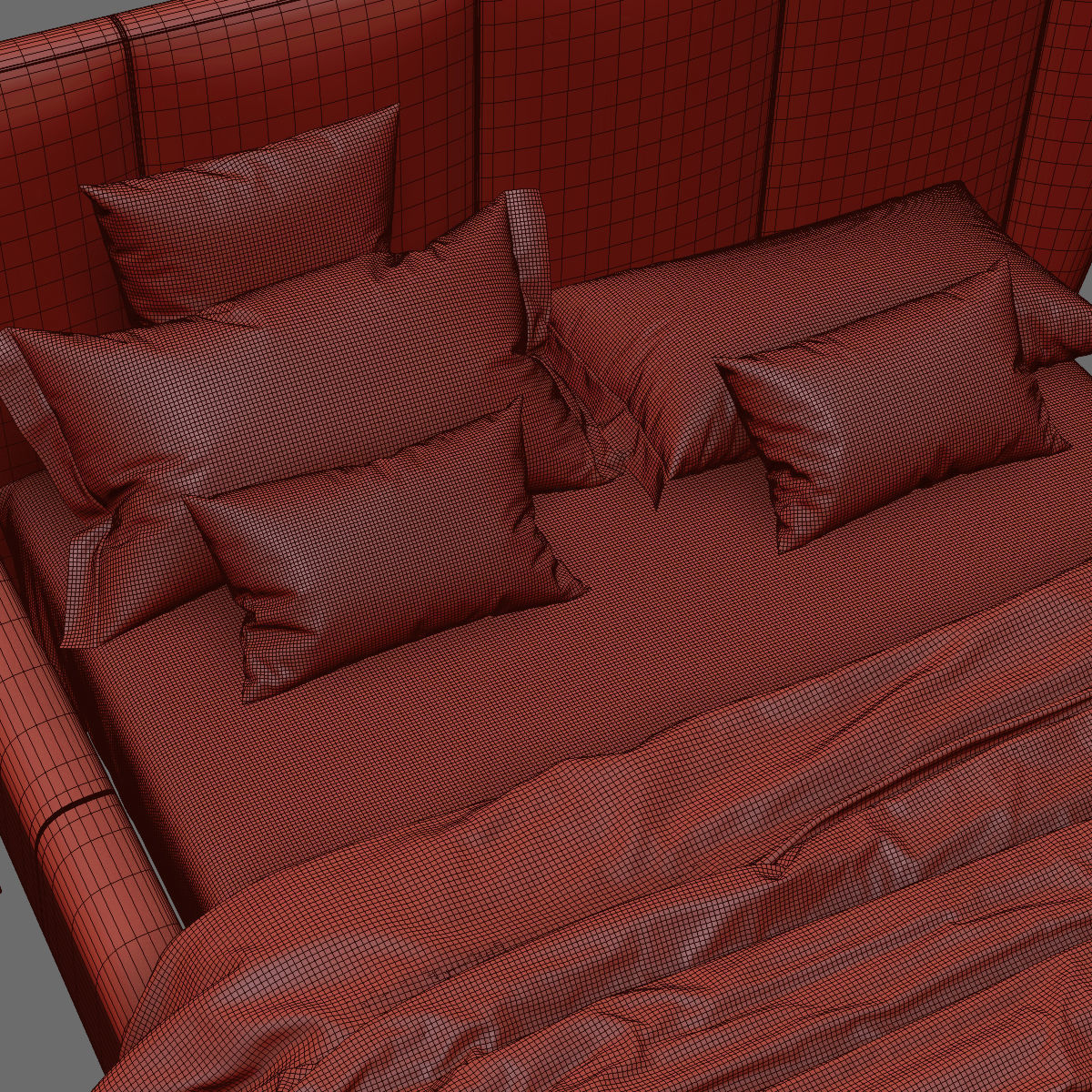 Beds collection 1 bed with two nightstands and lamp 3D model_52