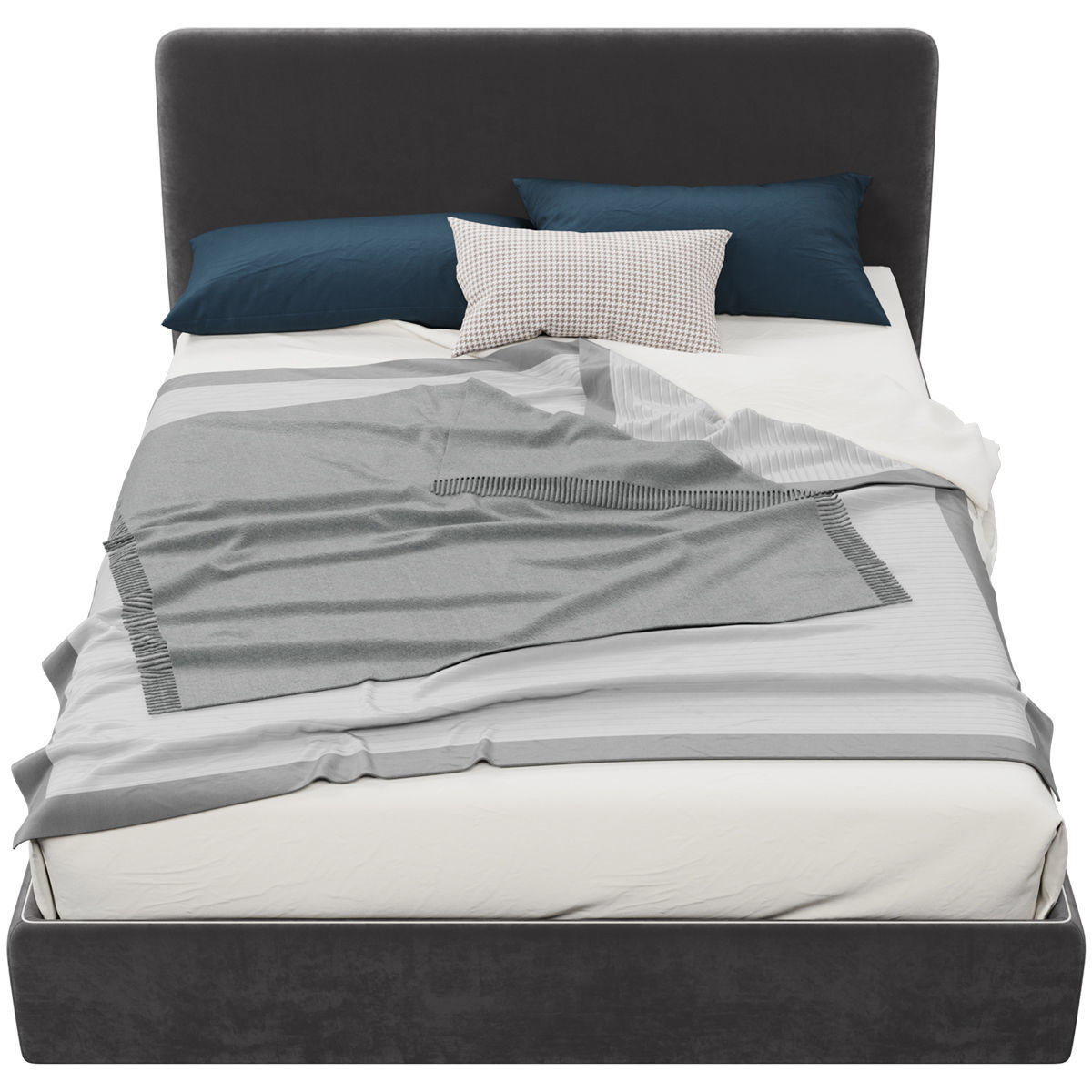 Beds collection 1 bed with two nightstands and lamp 3D model_37