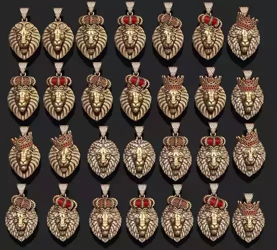 Lions pendant set pack with diamonds
