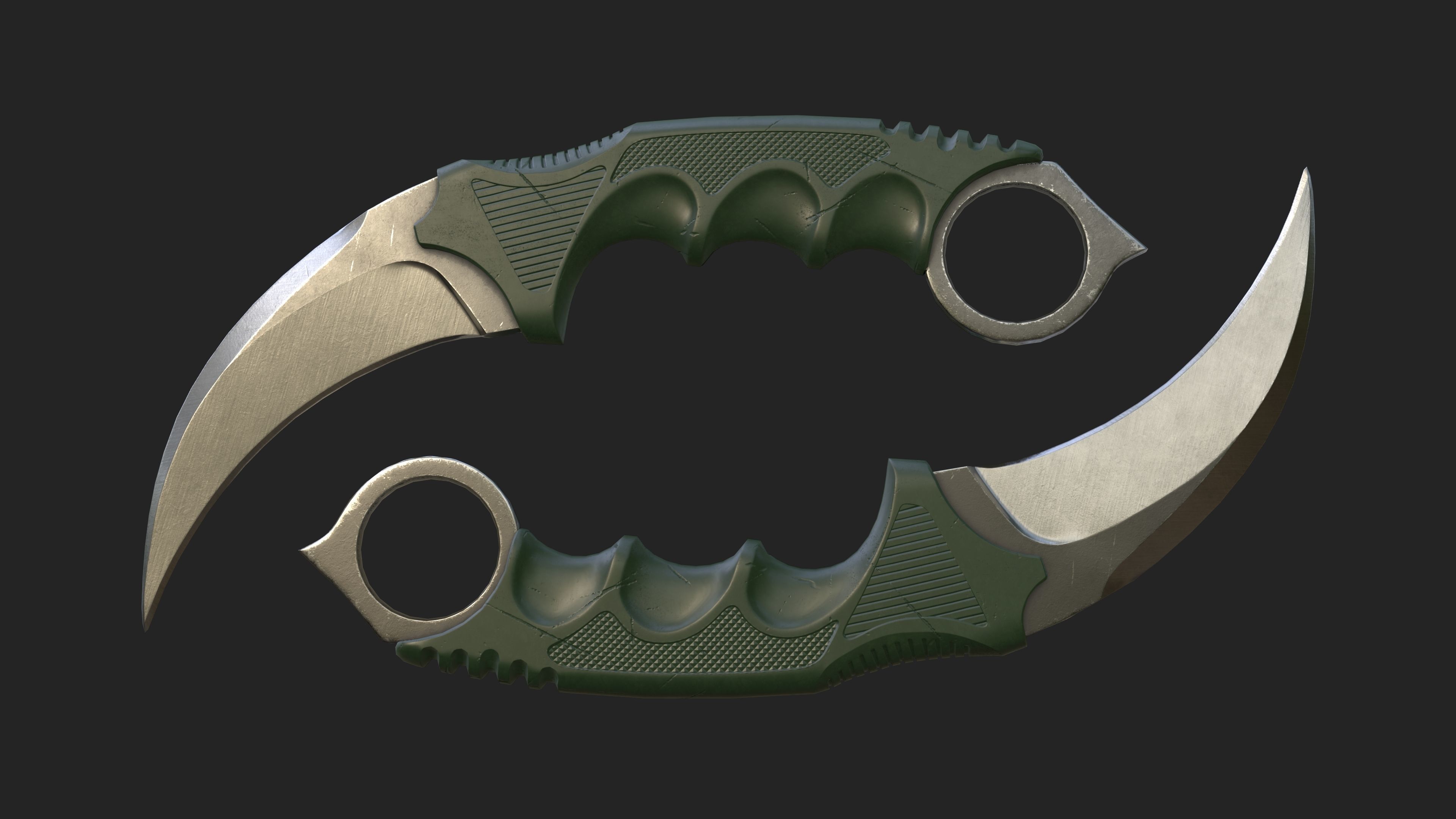 Karambit knife Low-poly 3D model_2