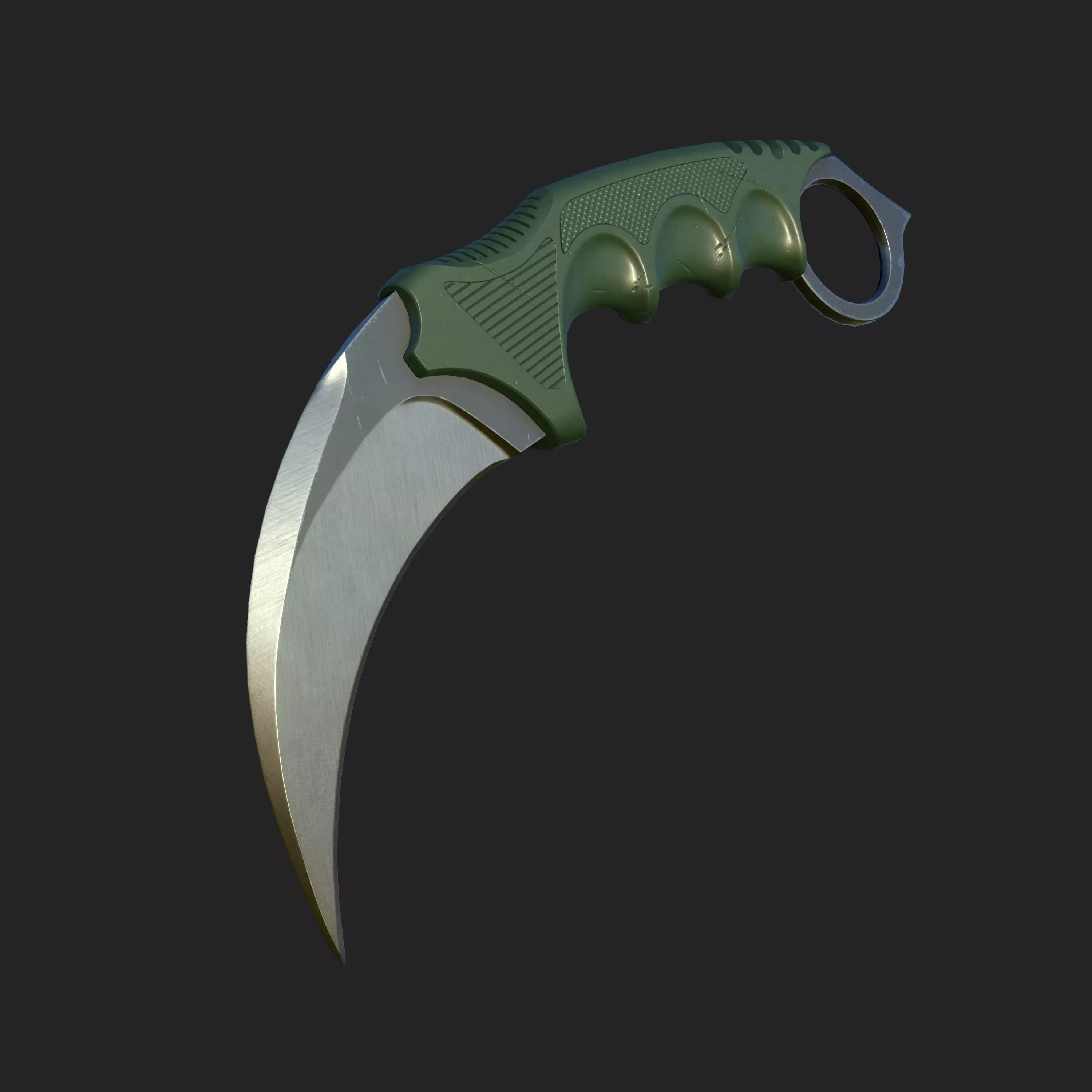 Karambit knife Low-poly 3D model_0