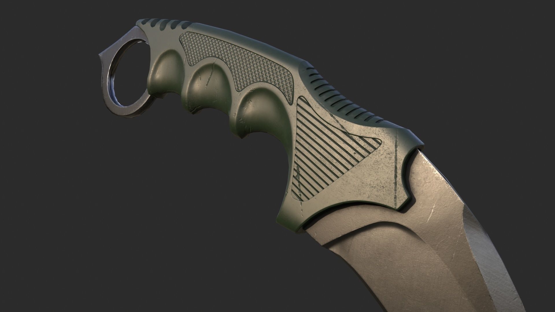 Karambit knife Low-poly 3D model_5