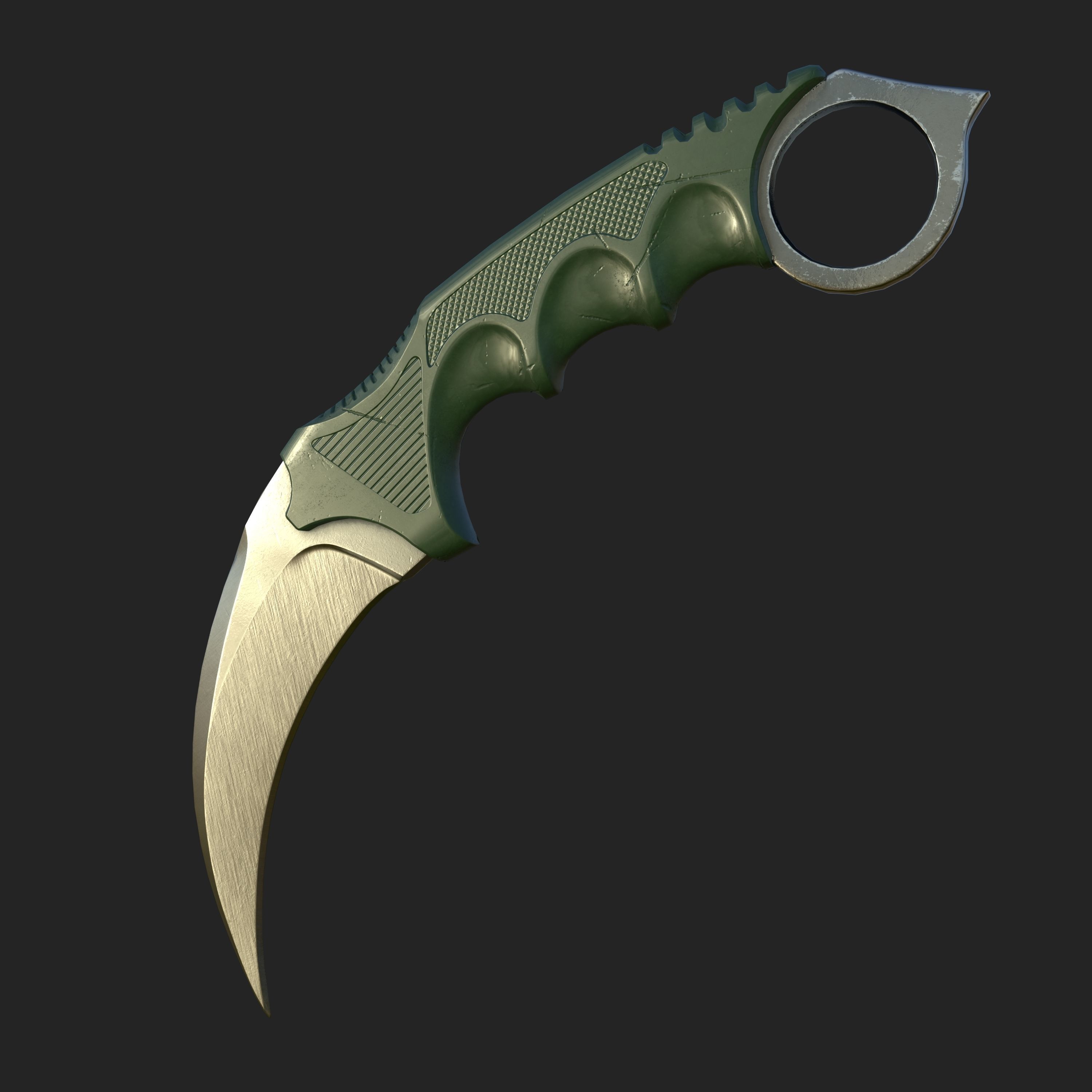 Karambit knife Low-poly 3D model_4