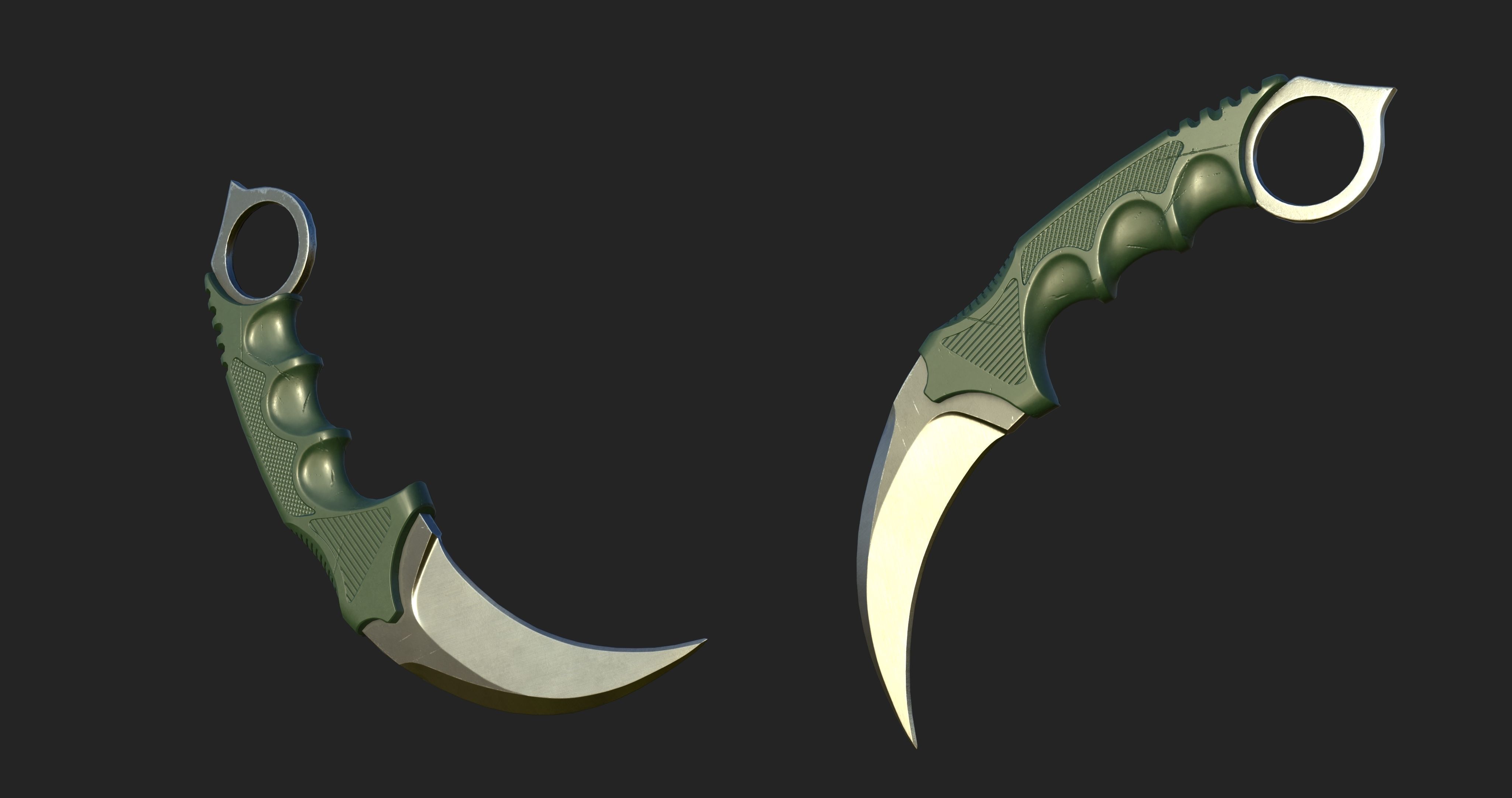 Karambit knife Low-poly 3D model_3
