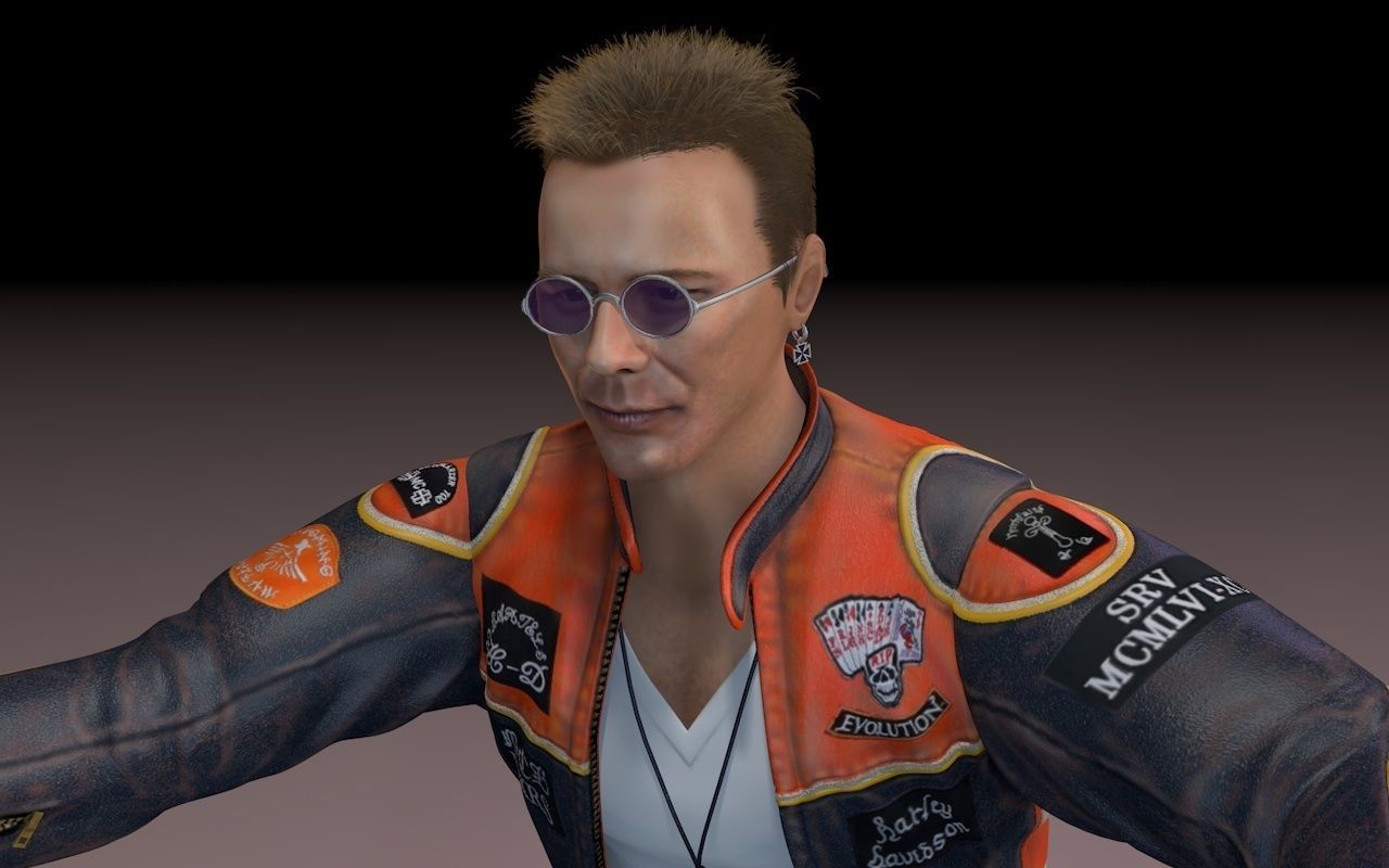 Motorcyclist rigging 3D model_4