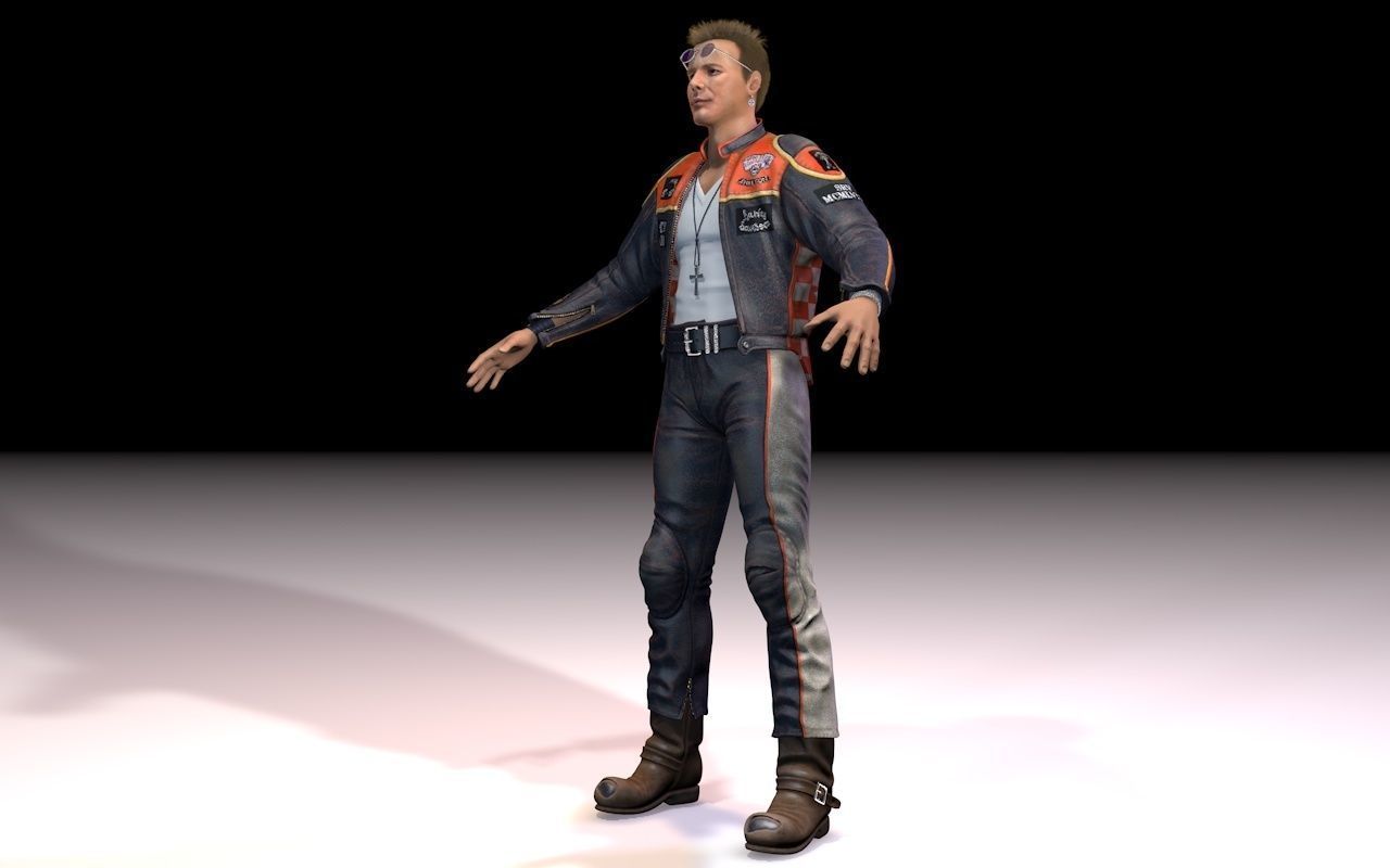 Motorcyclist rigging 3D model_9