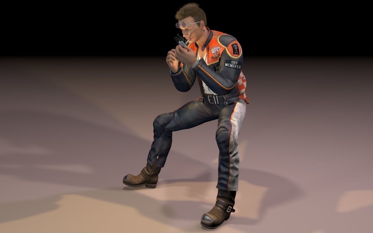 Motorcyclist rigging 3D model_5