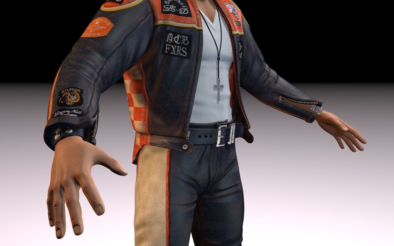 Motorcyclist rigging 3D model_15