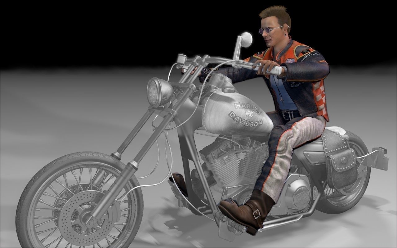 Motorcyclist rigging 3D model_17