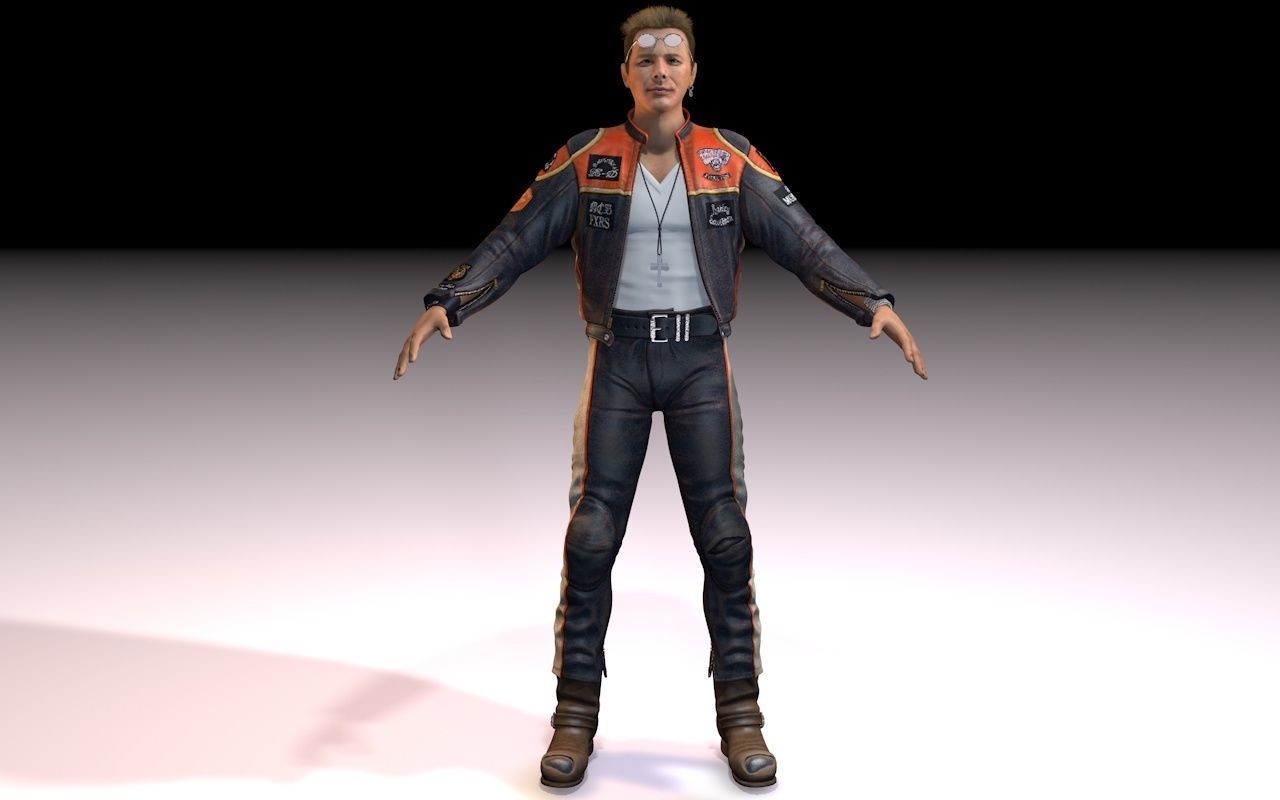 Motorcyclist rigging 3D model_10
