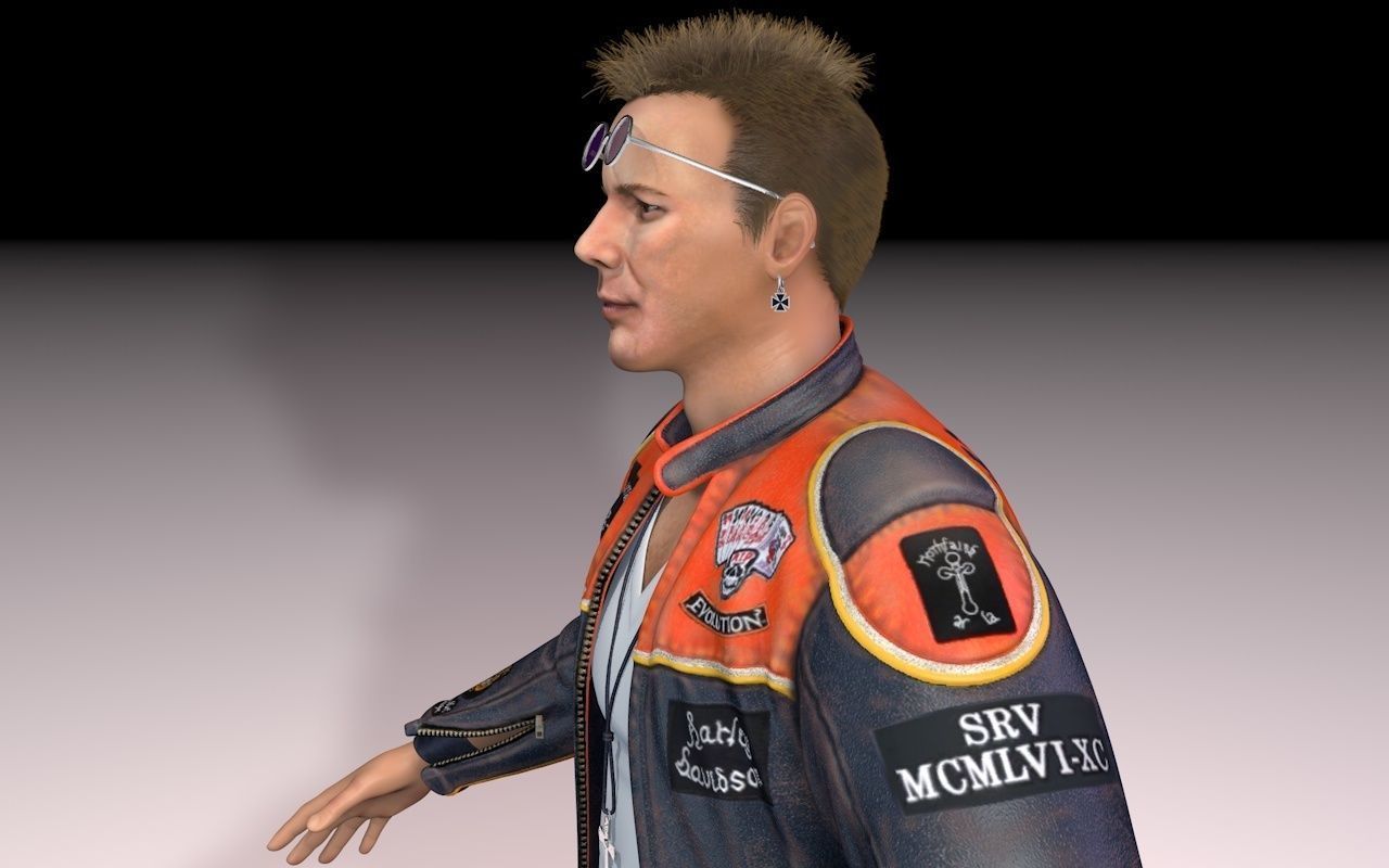 Motorcyclist rigging 3D model_14