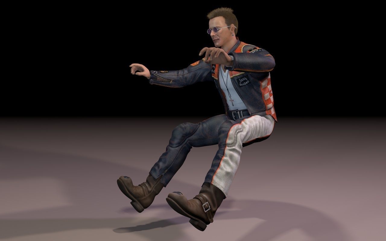 Motorcyclist rigging 3D model_1