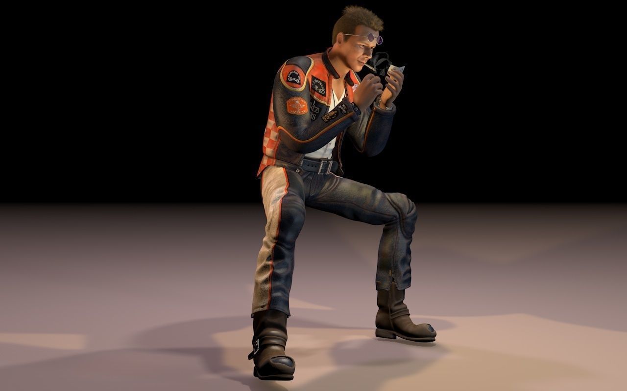Motorcyclist rigging 3D model_6