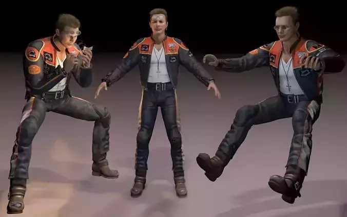 Motorcyclist rigging 3D model