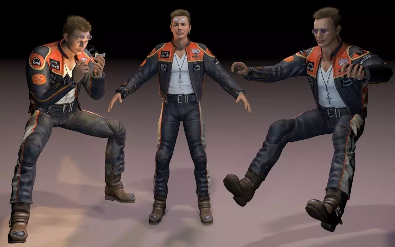 Motorcyclist rigging 3D model_0