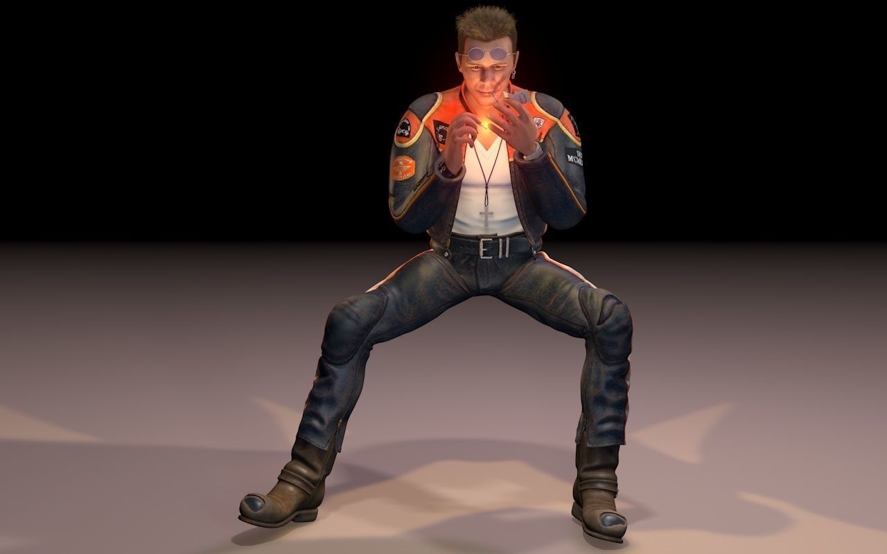 Motorcyclist rigging 3D model_8