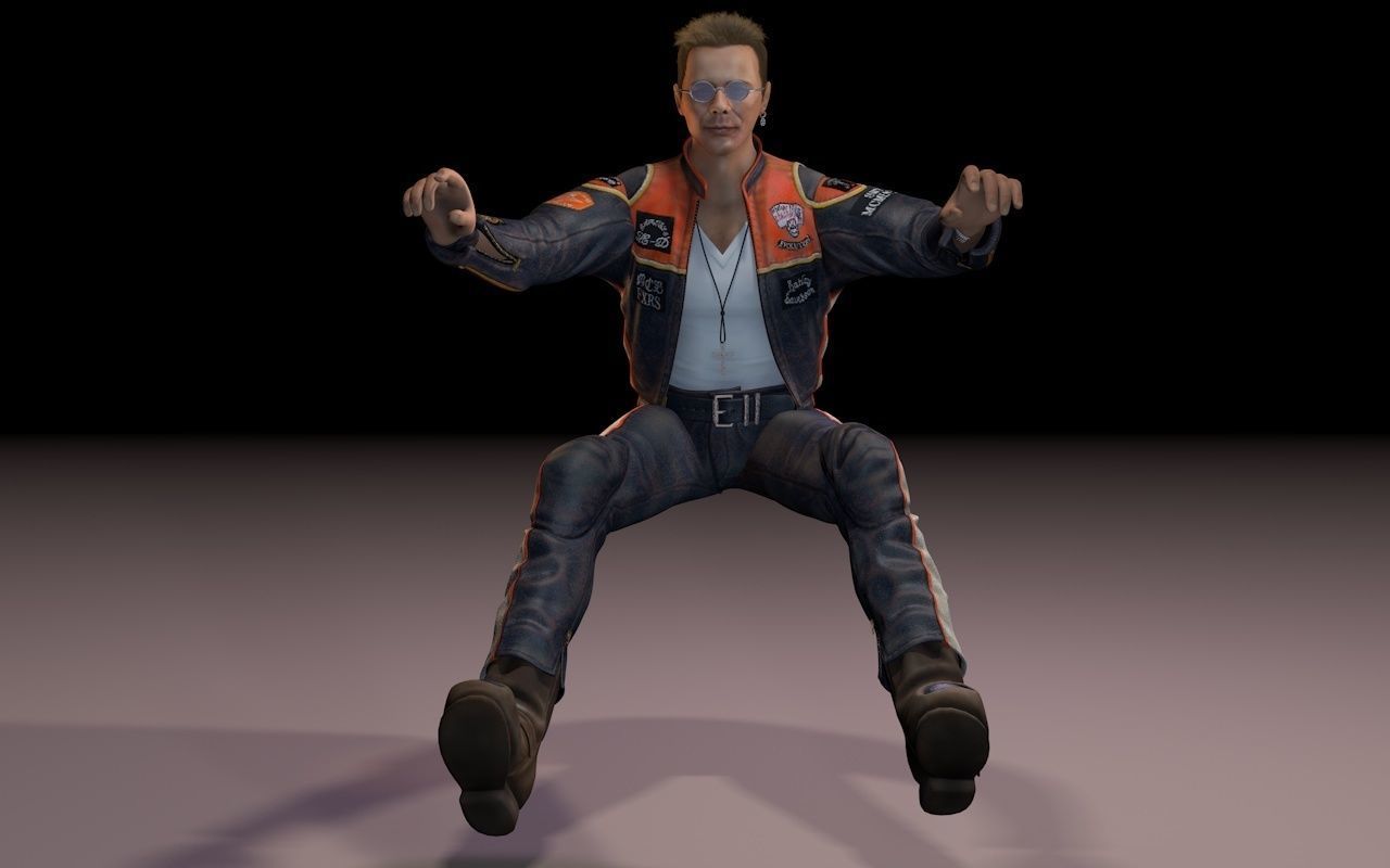Motorcyclist rigging 3D model_2