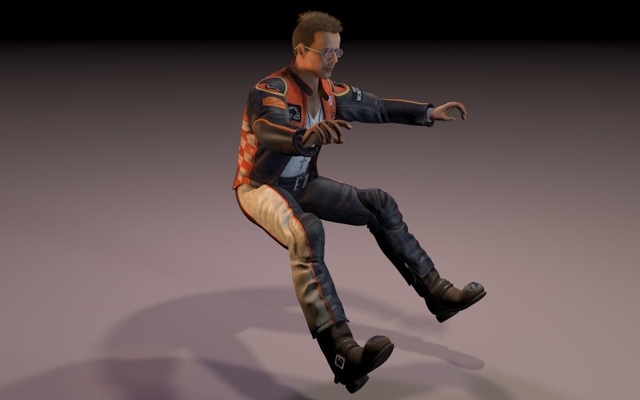 Motorcyclist rigging 3D model_3