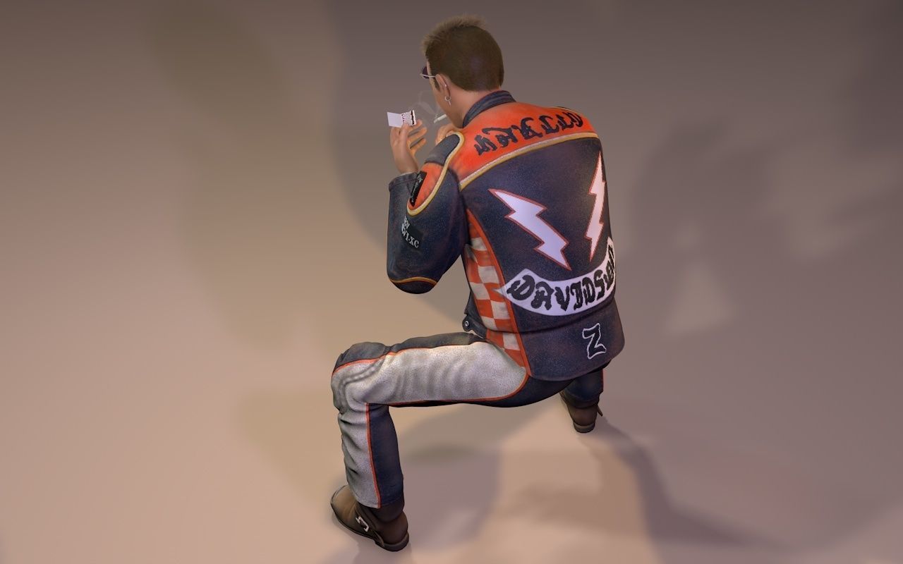 Motorcyclist rigging 3D model_7