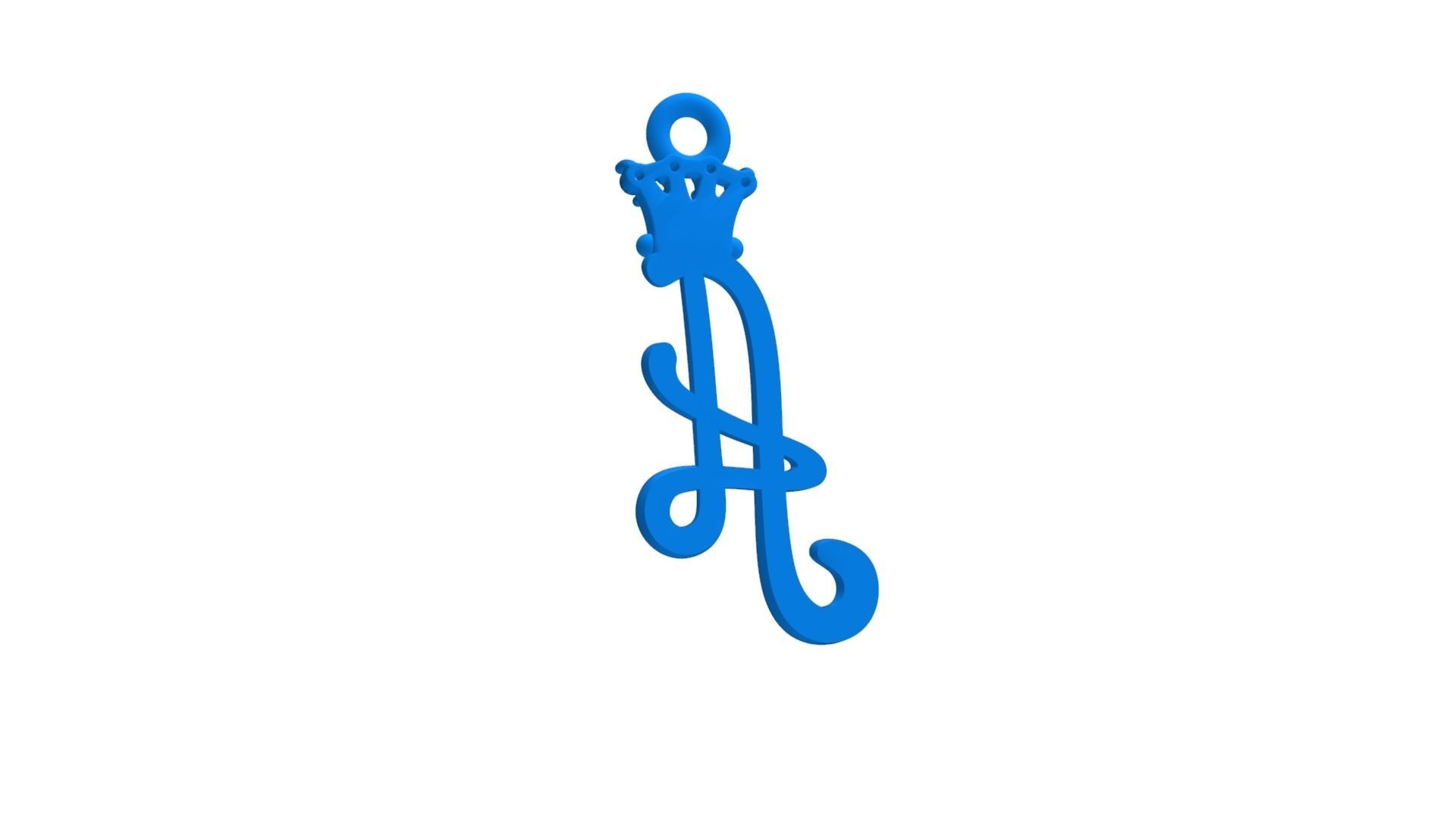 Alphabet Initial pendant letter A Crown 3D print model_13