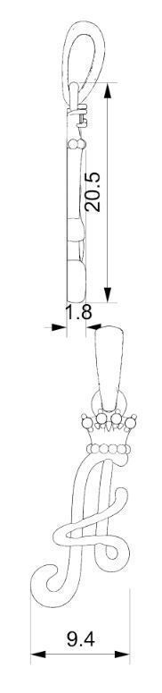 Alphabet Initial pendant letter A Crown 3D print model_1