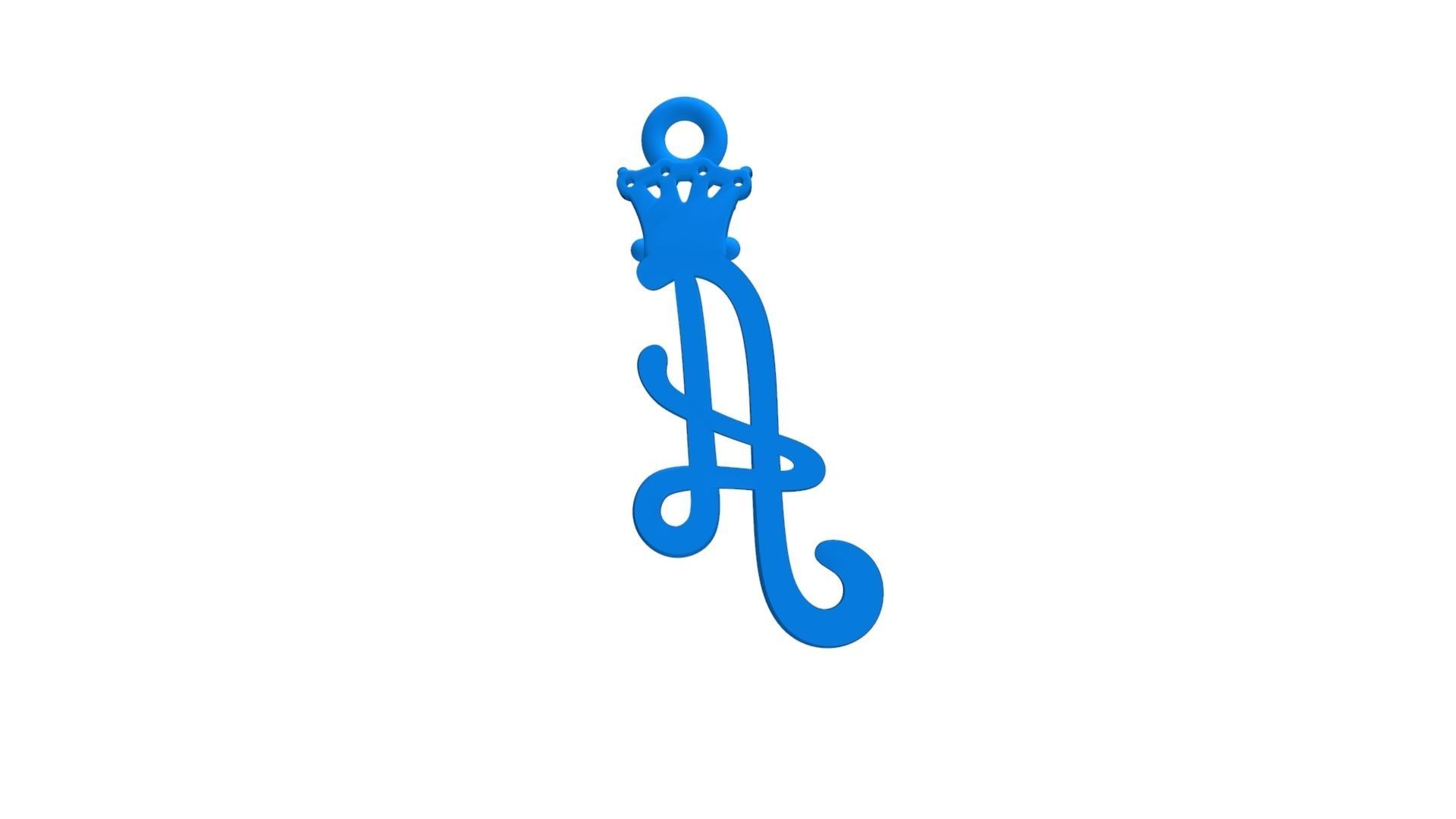Alphabet Initial pendant letter A Crown 3D print model_14