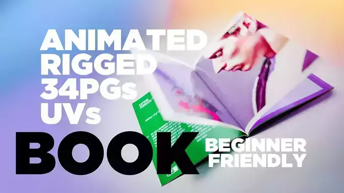 Book 3D Model UVs Rigged Animated Beginner Friendly for Blender 3D model