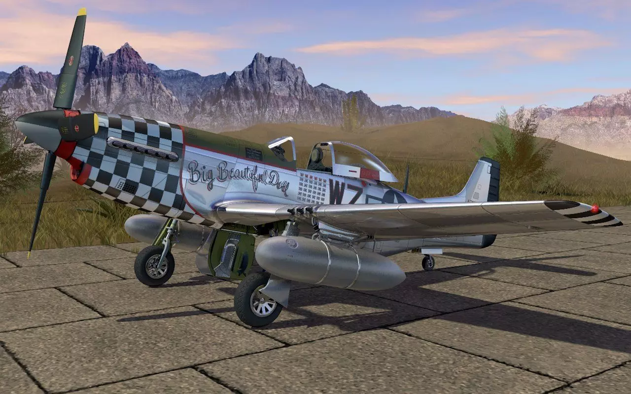 Mustang P-51 D on the runway 3D model_0
