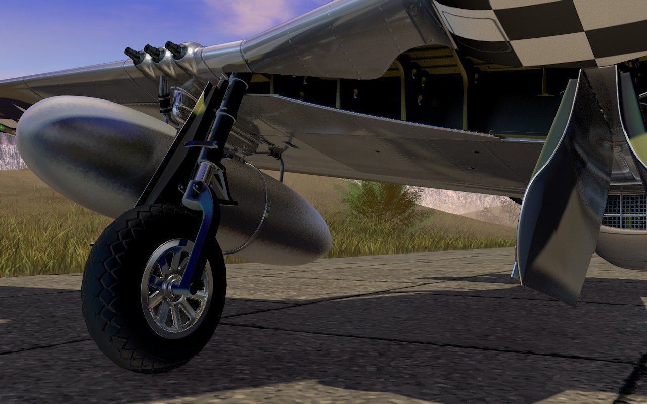 Mustang P-51 D on the runway 3D model_9