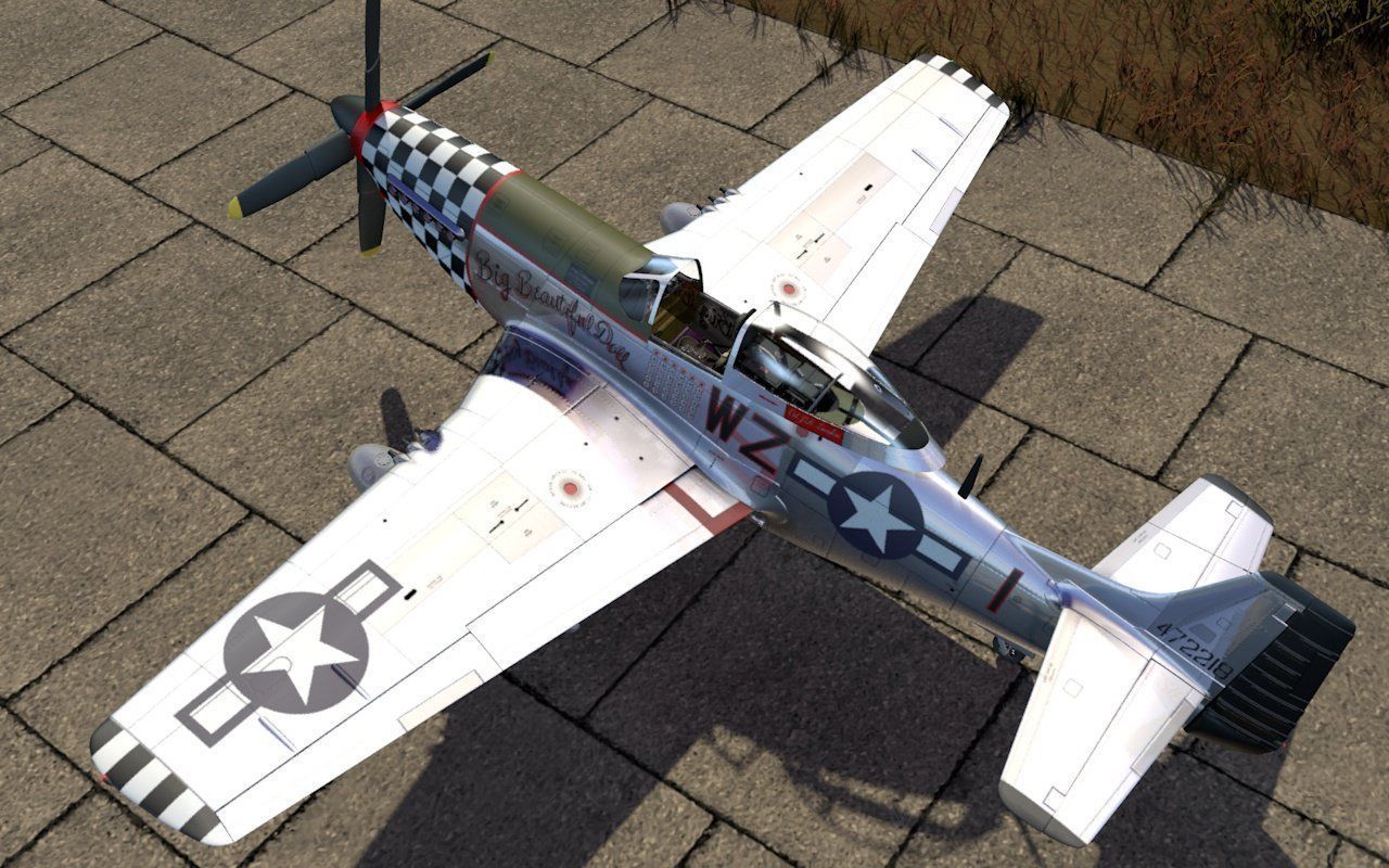 Mustang P-51 D on the runway 3D model_5