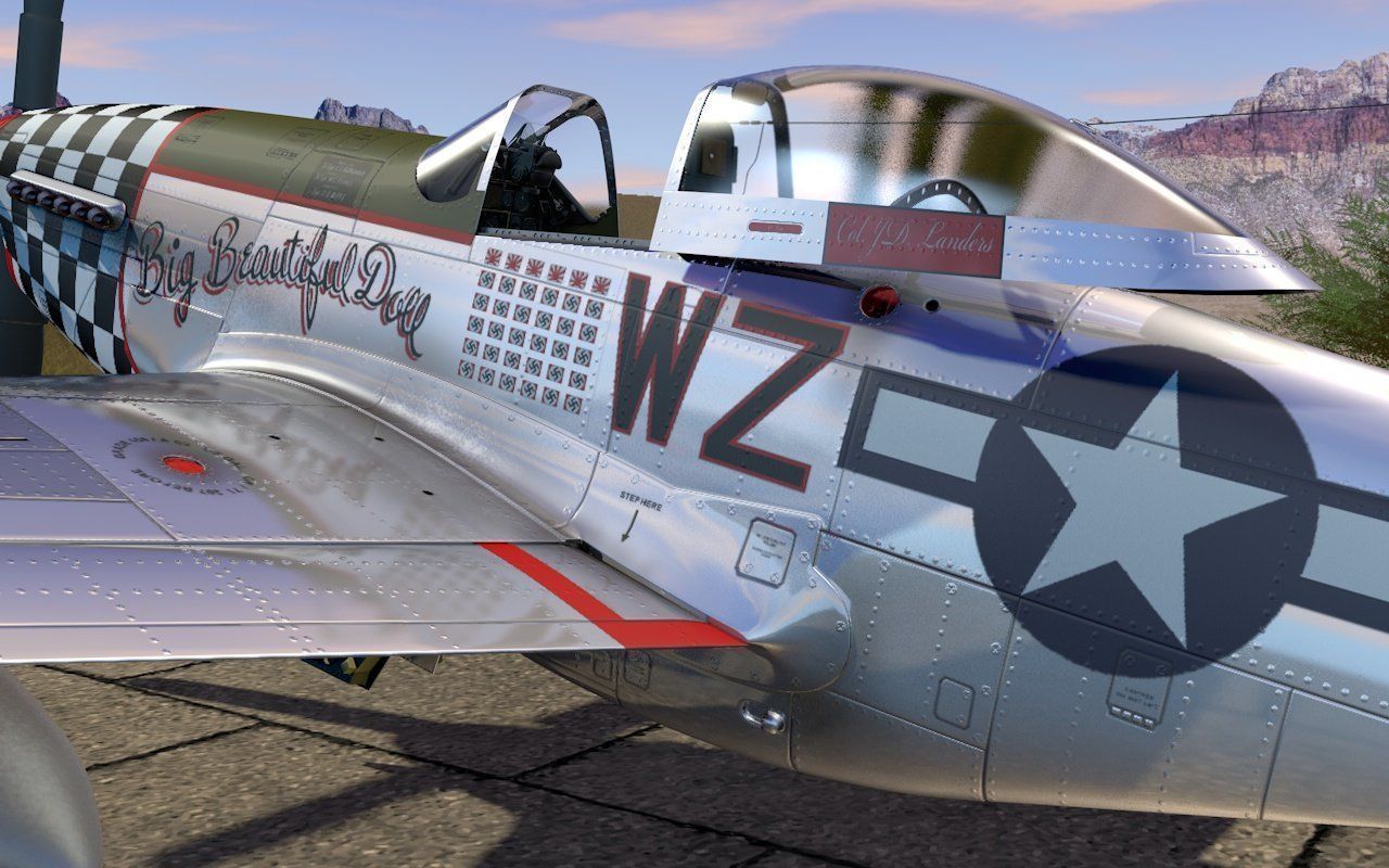 Mustang P-51 D on the runway 3D model_6