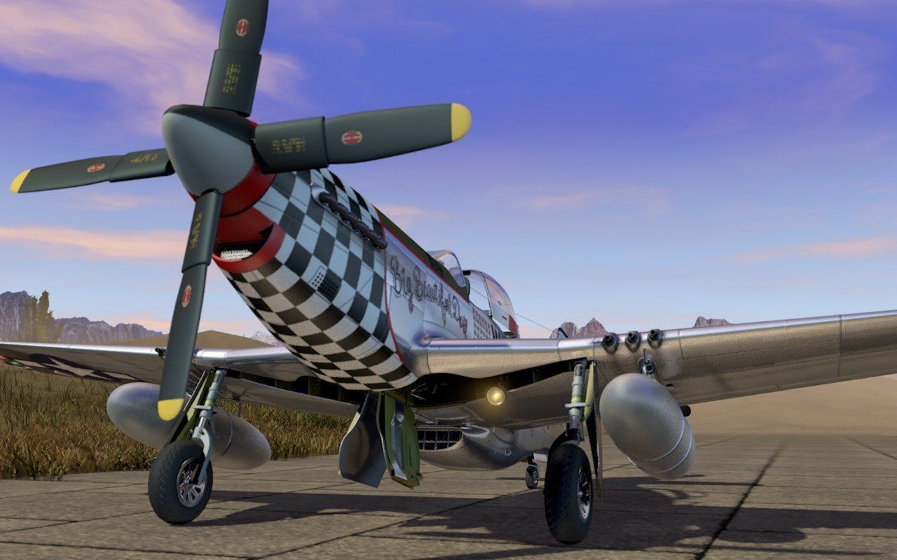 Mustang P-51 D on the runway 3D model_2