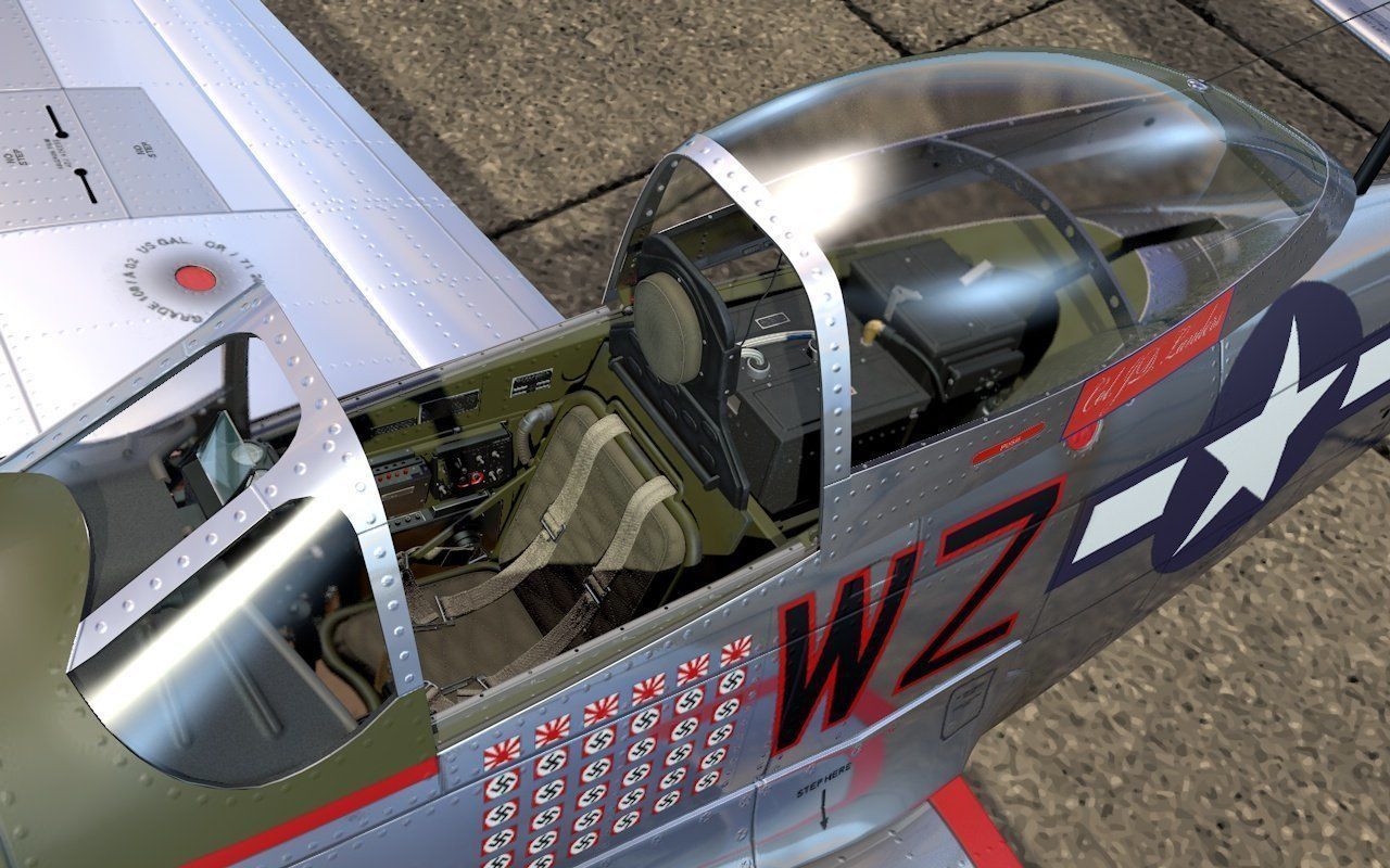 Mustang P-51 D on the runway 3D model_1