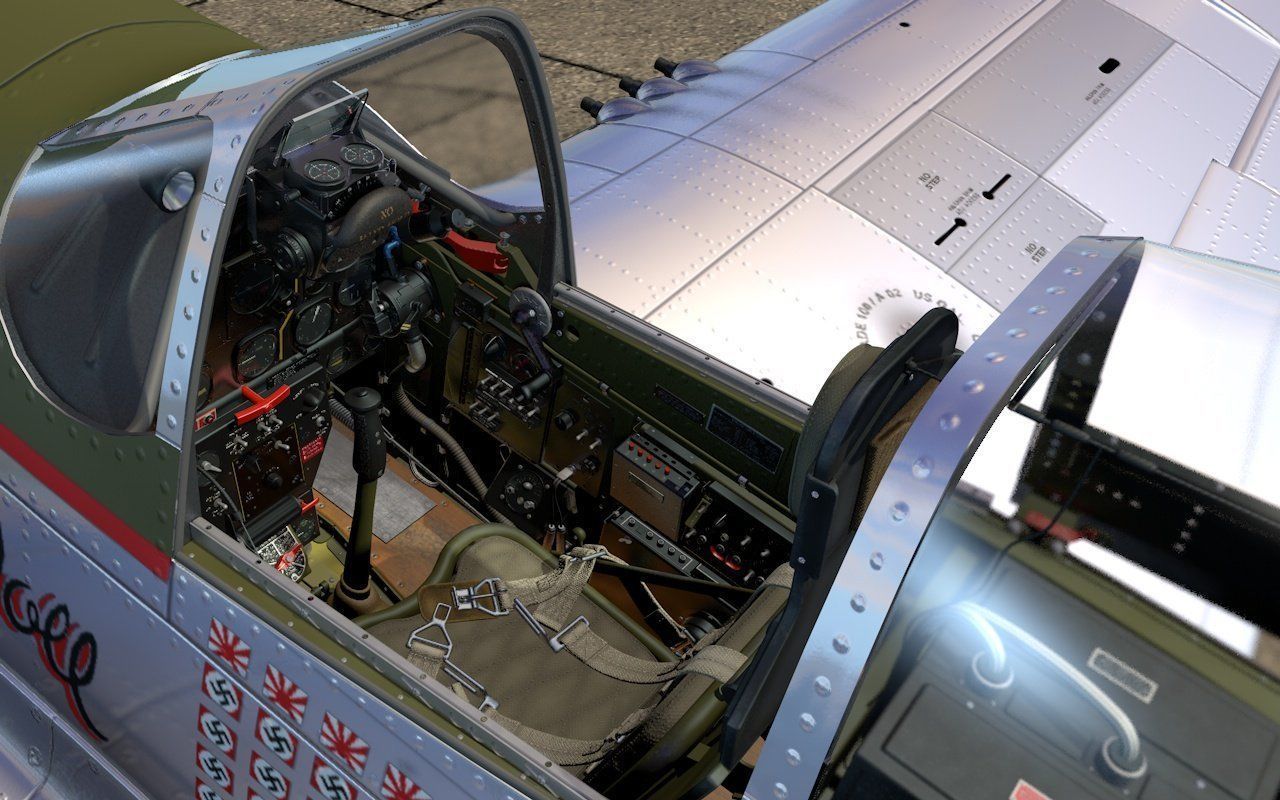 Mustang P-51 D on the runway 3D model_3