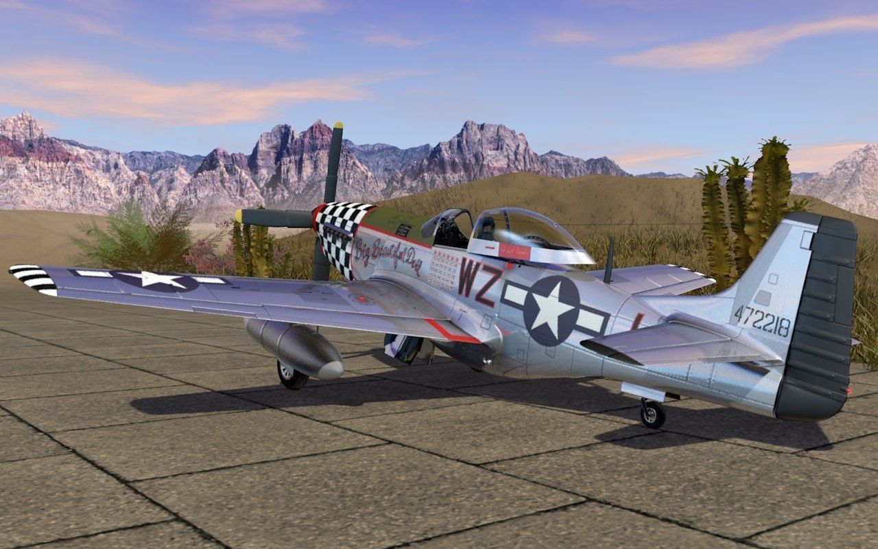 Mustang P-51 D on the runway 3D model_7