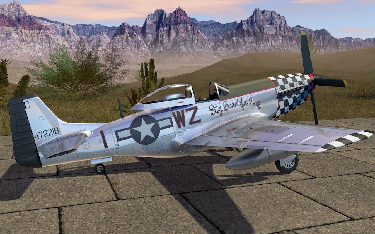 Mustang P-51 D on the runway 3D model_8