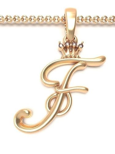 Alphabet Initial pendant letter F Crown 3D print model