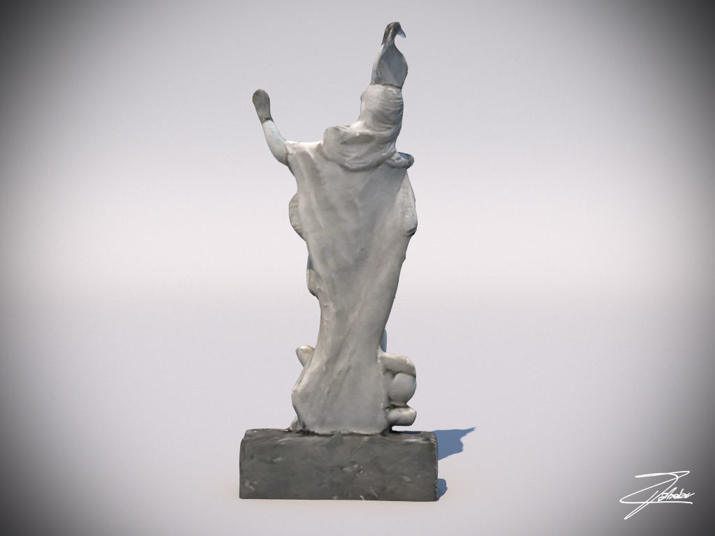 Statue 1 of man holding sword Low-poly 3D model_3