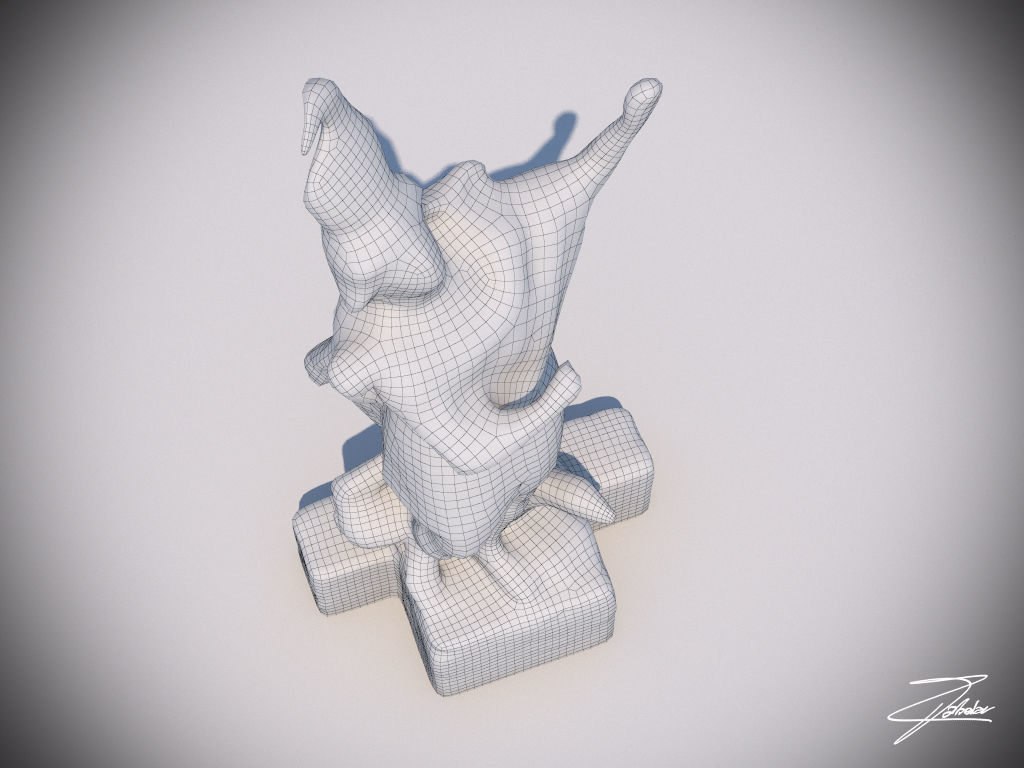 Statue 1 of man holding sword Low-poly 3D model_6