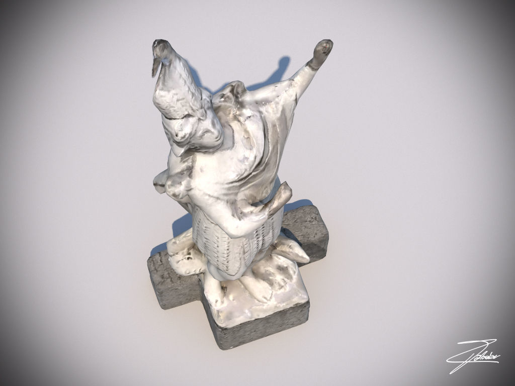 Statue 1 of man holding sword Low-poly 3D model_4