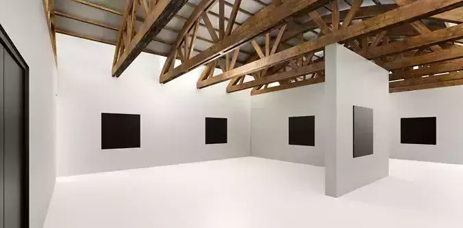 VR Art Gallery - Wooden Beams Low-poly 3D model