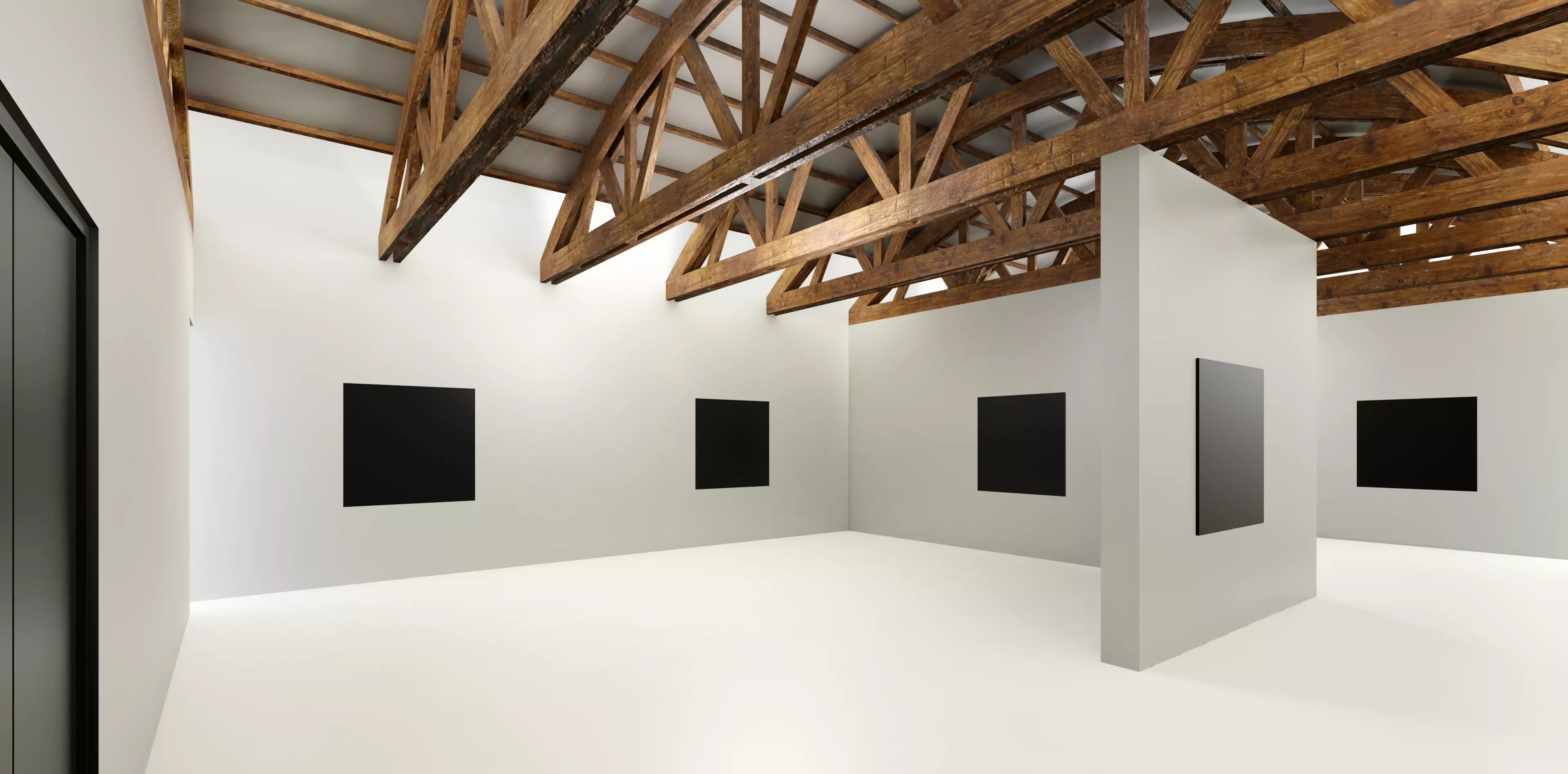 VR Art Gallery - Wooden Beams Low-poly 3D model_0