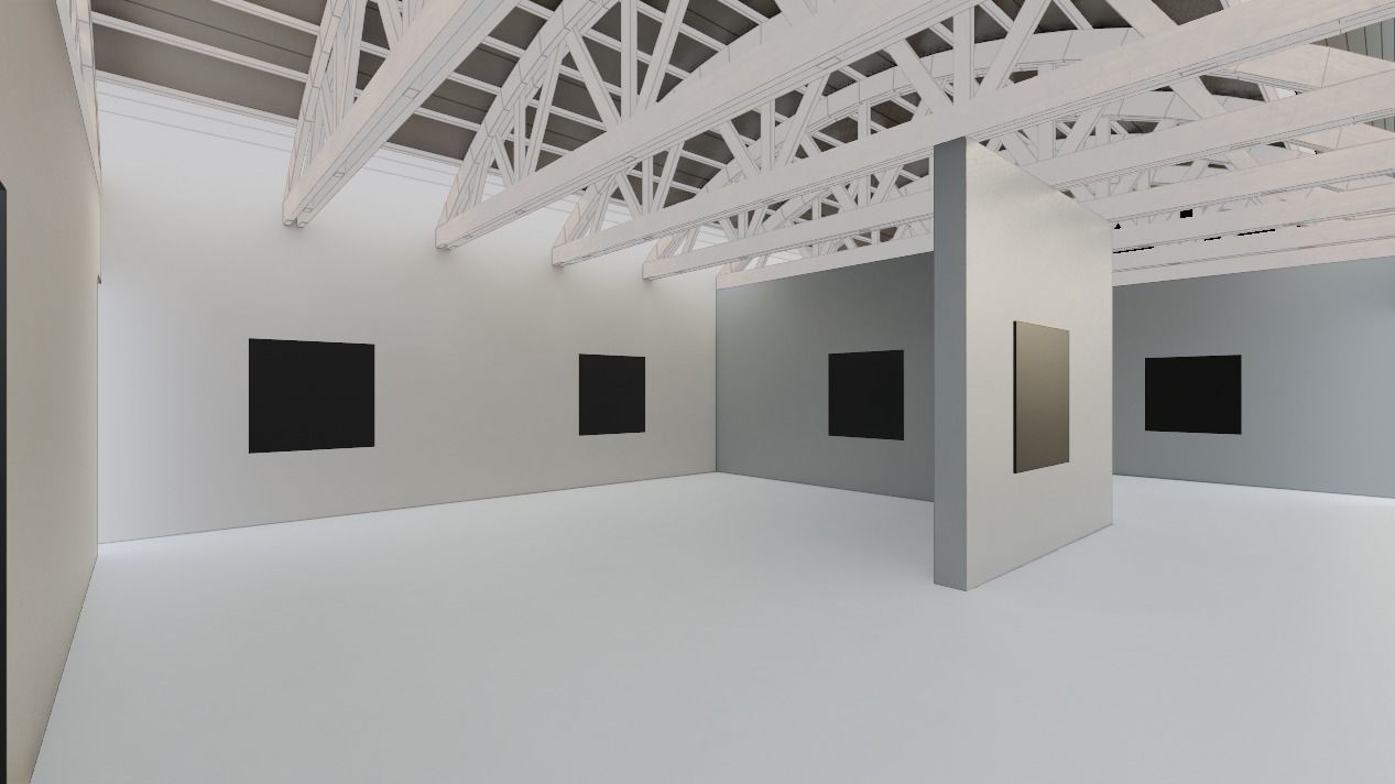 VR Art Gallery - Wooden Beams Low-poly 3D model_4